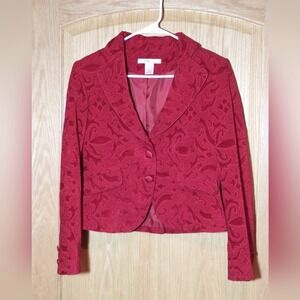 Nine & Company Red Jacquard lined blazer size 6